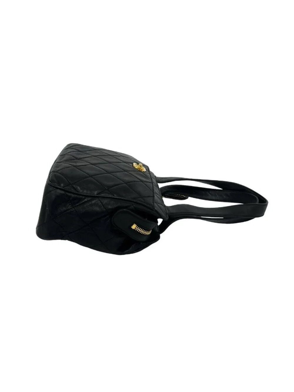 Chanel Vintage Quilted CC Logo Lambskin Leather Handbag Black